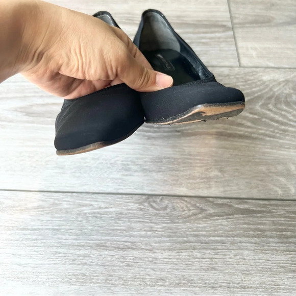 DKNY Essential Black Nylon Fabric Square Toe Slim  Heel Pumps Made in Italy - Picture 5 of 14